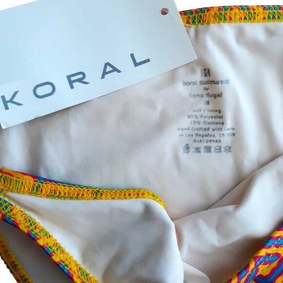 KORAL Bikini Bottoms Boho Mosaic Adjustable Multi Beaded Hip Tie Fringe Medium - Picture 4 of 4